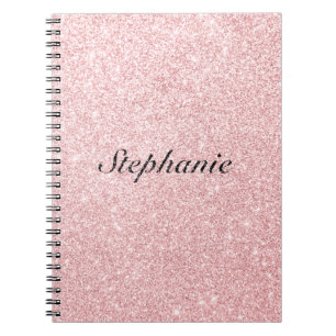 Carnet Nom personnalisé Parties scintillant rose style ét