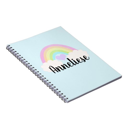 Carnet Nom personnalisé Pastel Aquarelle Arc-en-ciel (Côté Droit)