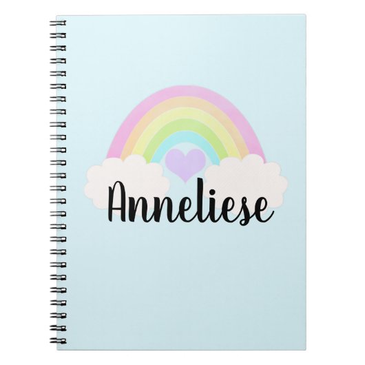 Carnet Nom personnalisé Pastel Aquarelle Arc-en-ciel (Devant)