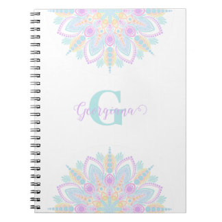 Carnet Nom personnalisé Pastel Rainbow Floral Sundae Mand