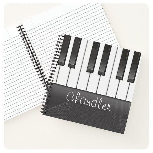 Carnet NOM personnalisé Pianist Piano Keys professeur de