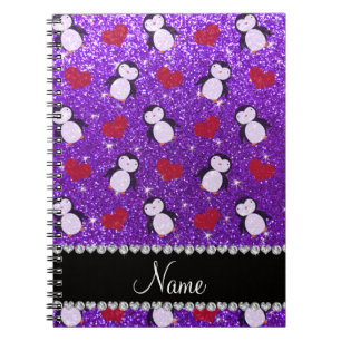 Carnet Nom personnalisé pingouins de parties scintillant