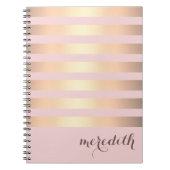 Carnet Nom Personnalisé Pink/Or Metallical Striped (Devant)