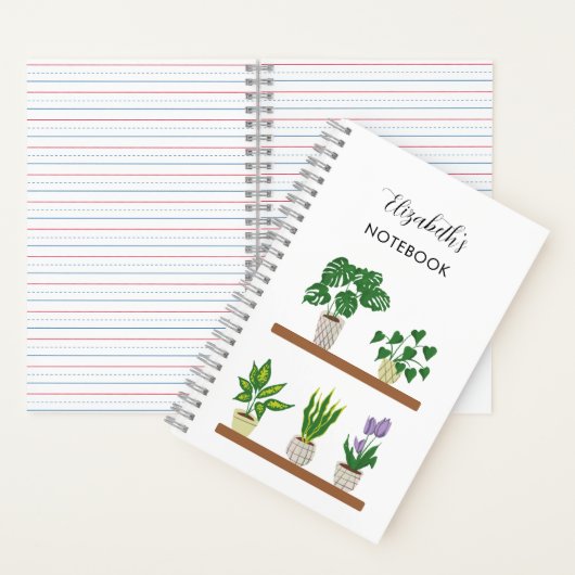 Carnet Nom personnalisé Plante Poted Monstera Script (À l'intérieur)