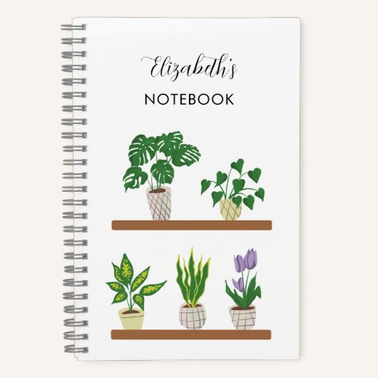 Carnet Nom personnalisé Plante Poted Monstera Script (Recto)