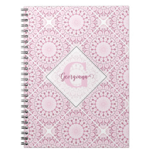 Carnet Nom personnalisé Pretty Rose Confetti Lace Mandala