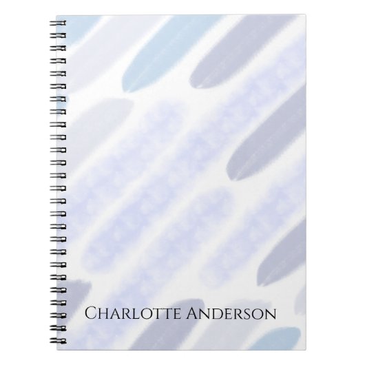 Carnet Nom personnalisé rayure bleu violet (Devant)