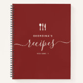 Carnet Nom personnalisé Recette de script élégant moderne (Devant)