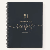 Carnet Nom personnalisé Recette de script élégant moderne (Devant)