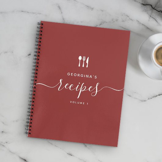 Carnet Nom personnalisé Recette de script élégant moderne