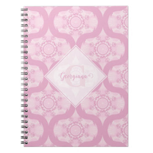 Carnet Nom Personnalisé Retro 1970 Preppy In Pink Mandala