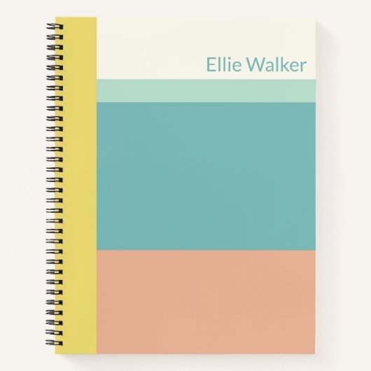 Carnet Nom personnalisé Retro Pastel Écriture en bloc cou (Devant)