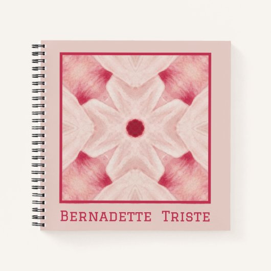 Carnet Nom Personnalisé Rose Moderne Floral Chic Joli Fil (Devant)