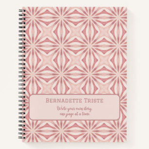 Carnet Nom Personnalisé Rose Moderne Floral Chic Joli Fil