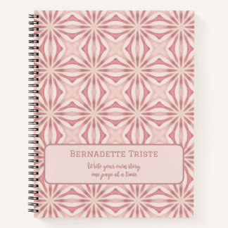 Carnet Nom Personnalisé Rose Moderne Floral Chic Joli Fil