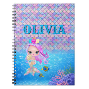 Carnet Nom personnalisé Sirène Texte Personnalisé