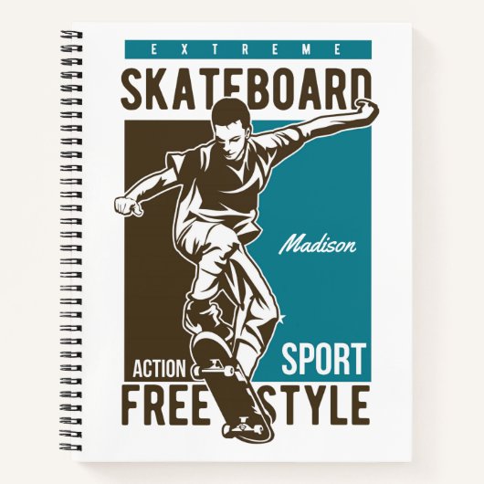 Carnet Nom personnalisé Skate (Devant)