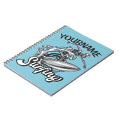 Carnet NOM personnalisé Surfer Big Wave Skeleton Surfing (Côté gauche)