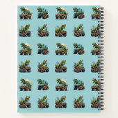 Carnet Nom personnalisé T-Rex Dinosaur Motif Bleu Vert (Dos)