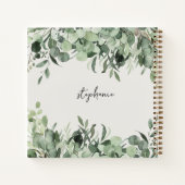 Carnet Nom personnalisé tendance Eucalyptus Vert (Dos)