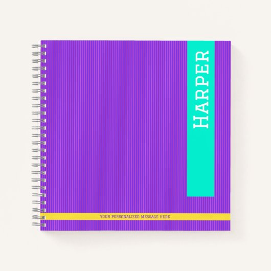 Carnet Nom personnalisé tendance violet (Devant)