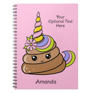 Carnet Nom personnalisé & Texte Caca de licorne