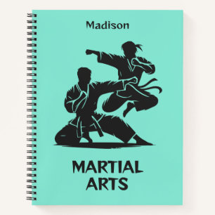 Carnet Nom personnalisé, texte et couleur Arts martiaux