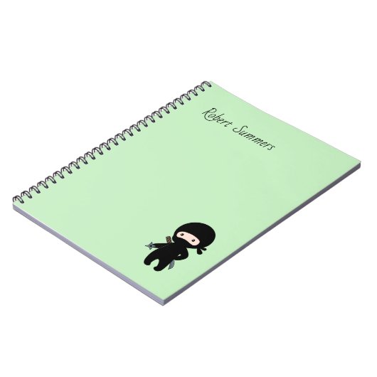 Carnet Nom personnalisé Tiny Ninja sur Vert (Côté gauche)
