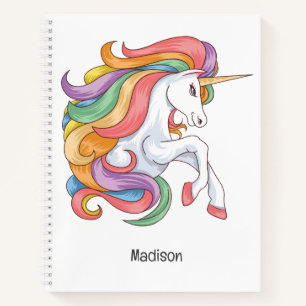Carnet Nom personnalisé Unicorne colorée