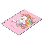 Carnet Nom personnalisé Unicorne colorée (Côté gauche)