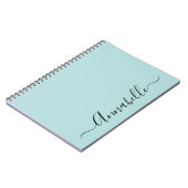 Carnet Nom personnalisé vert menthe aqua (Côté gauche)