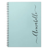 Carnet Nom personnalisé vert menthe aqua (Devant)