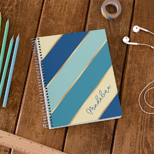 Carnet Nom personnalisé Yellow Blue Turquoise Seafoam Gre
