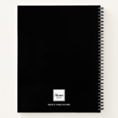 Carnet Nom photo violet noir script monogramme (Dos)