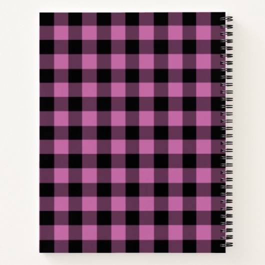 Carnet Nom Pink & Black Checks Plaid En vichy Motif (Dos)