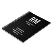 Carnet Nom professionnel noir et gris et monogramme (Côté gauche)