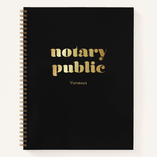 Carnet Nom public Noir Retro Or élégant (Devant)