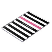 Carnet Nom Rayure Pailletée Rose Noir Blanc (Côté gauche)