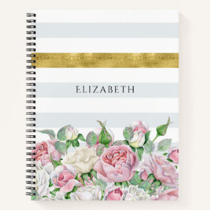 Carnet Nom Rayure Rose Gold Rosé