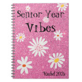 Carnet Nom, Retro Sparkly Hot Pink Vibes de l'année princ (Devant)