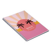 Carnet Nom rose du palmier de la plage moderne (Côté Droit)