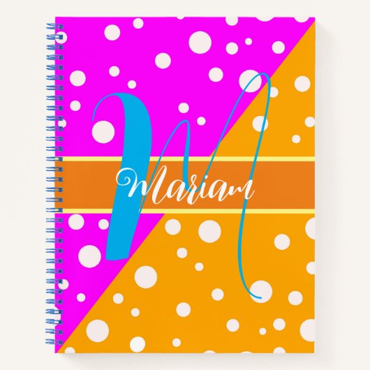 Carnet Nom rose et orange d'esthétique brillante Monogram (Devant)