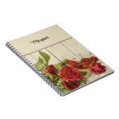 Carnet Nom, Roses rouges peintes sur bois Patiné Photo (Côté Droit)