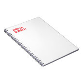 Carnet Nom rouge audacieux moderne minimaliste profession (Côté Droit)