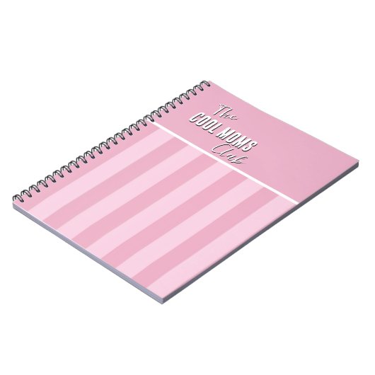 Carnet Nom Script Vintage Rayure Rose (Côté gauche)