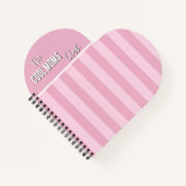 Carnet Nom Script Vintage Rayure Rose (Devant)