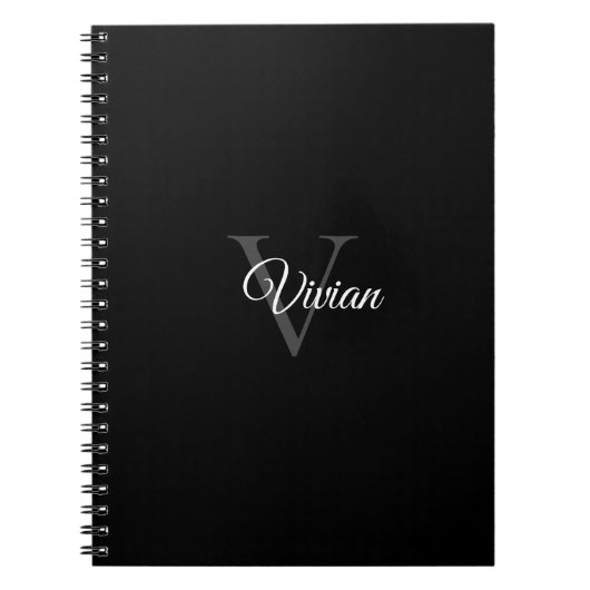 Carnet Nom simple du monogramme noir (Devant)