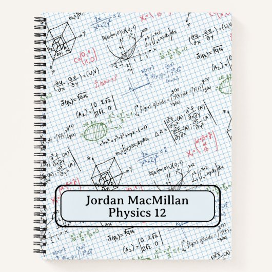 Carnet Nom Sujet Math Physique Ingénierie Équations (Devant)