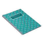 Carnet Nom sur un Motif de bande de diamant Turquoise uni (Côté Droit)