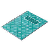 Carnet Nom sur un Motif de bande de diamant Turquoise uni (Côté gauche)